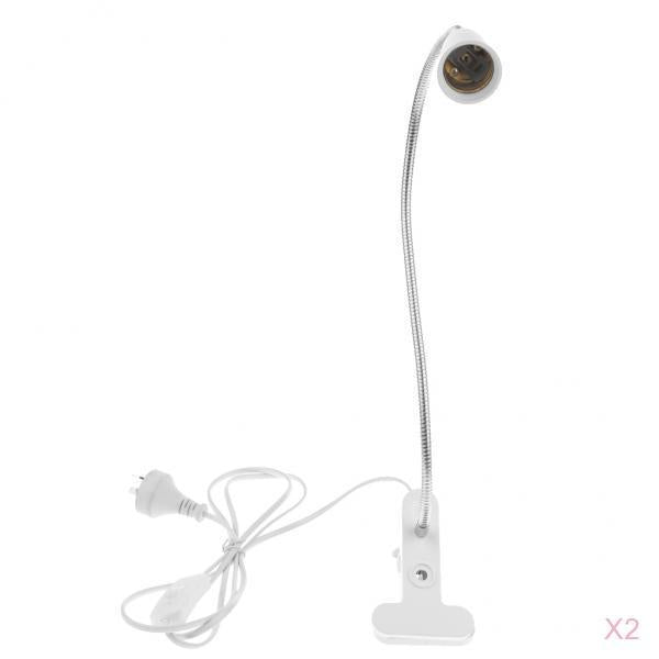 2 Pcs E27 Flexiable Light Socket Simple Switch Design Clip Lamp AU Plug