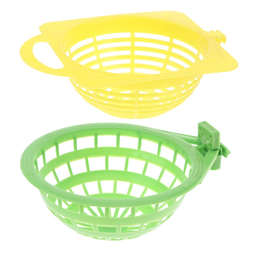2 Pcs Small & Middle Bird House Parrot Feeding Station Nest Yellow+Green