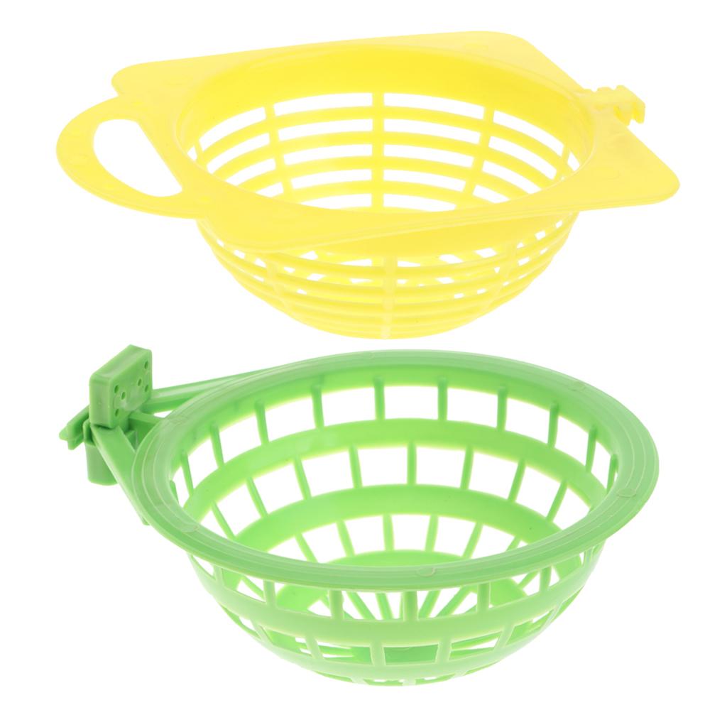 2 Pcs Small & Middle Bird House Parrot Feeding Station Nest Yellow+Green