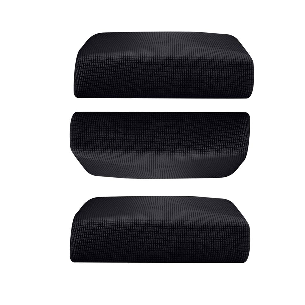 3Pcs Sofa Futon Seat Cushion Cover Couch Slipcover Protector Black_Size S