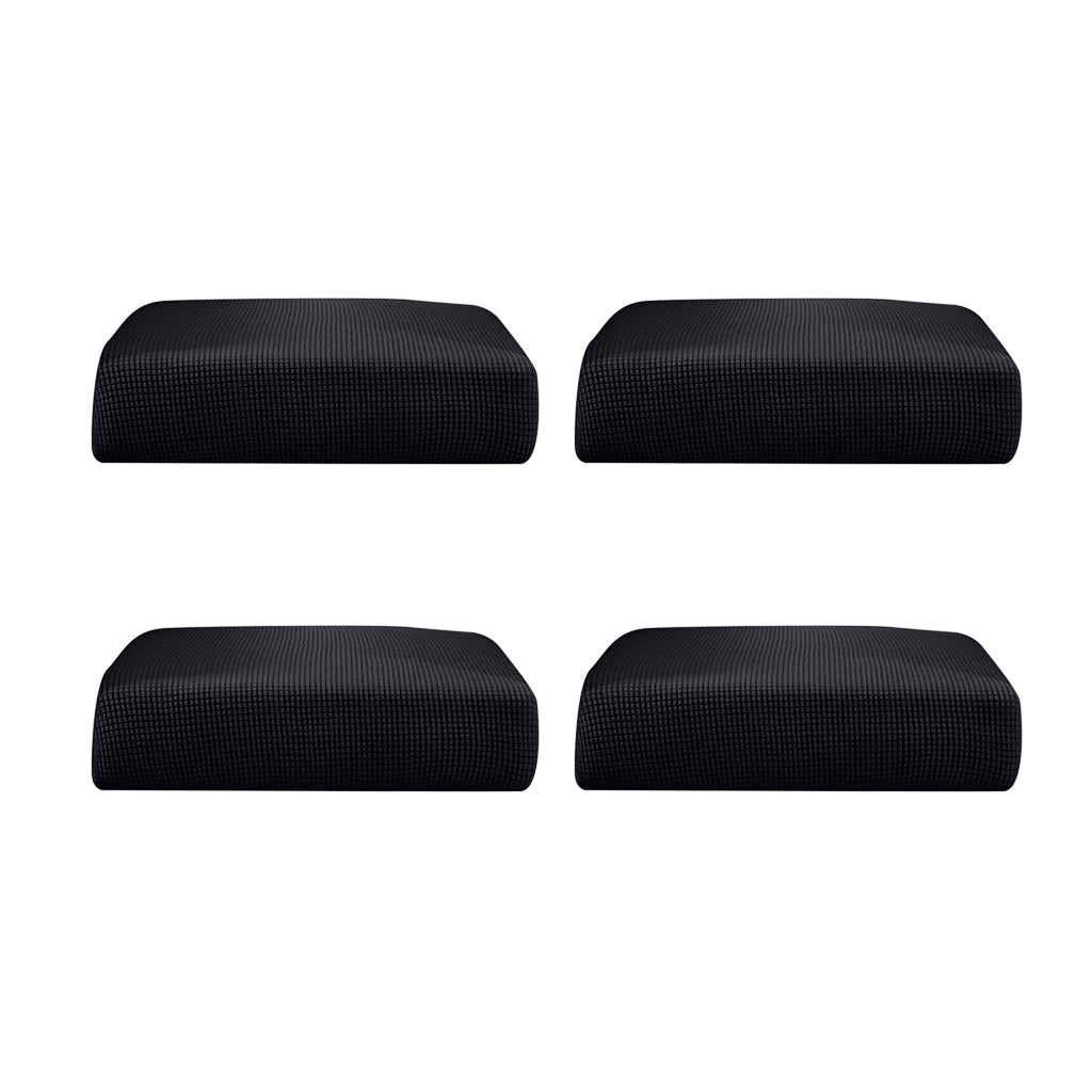 4Pcs Sofa Futon Seat Cushion Cover Couch Slipcover Protector Black_Size S