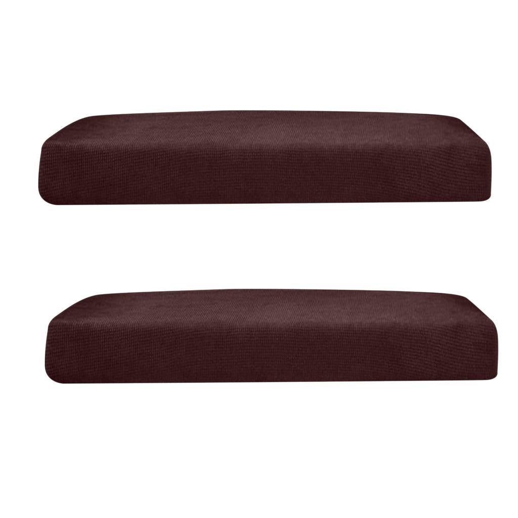 2Pcs Sofa Futon Seat Cushion Cover Couch Slipcover Protector Dark Brown _ M
