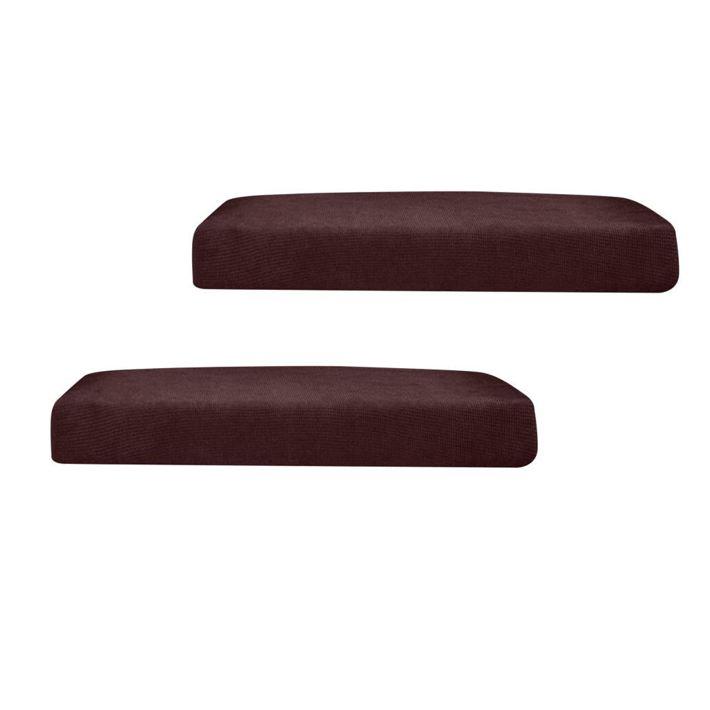 2Pcs Sofa Futon Seat Cushion Cover Couch Slipcover Protector Dark Brown _ M