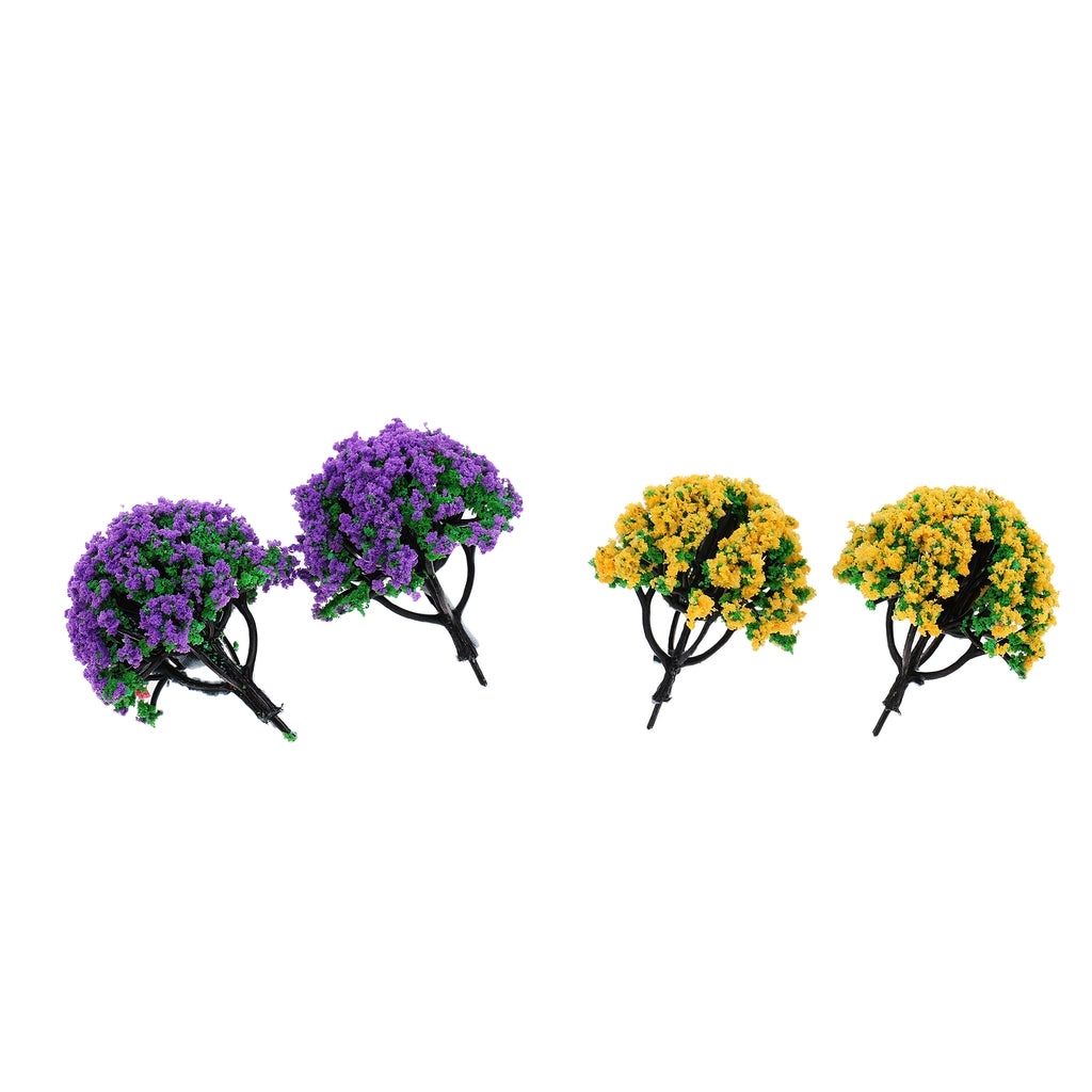 20 Pieces Railroad Scenery Landscape Model Trees Double Colors with Flowers