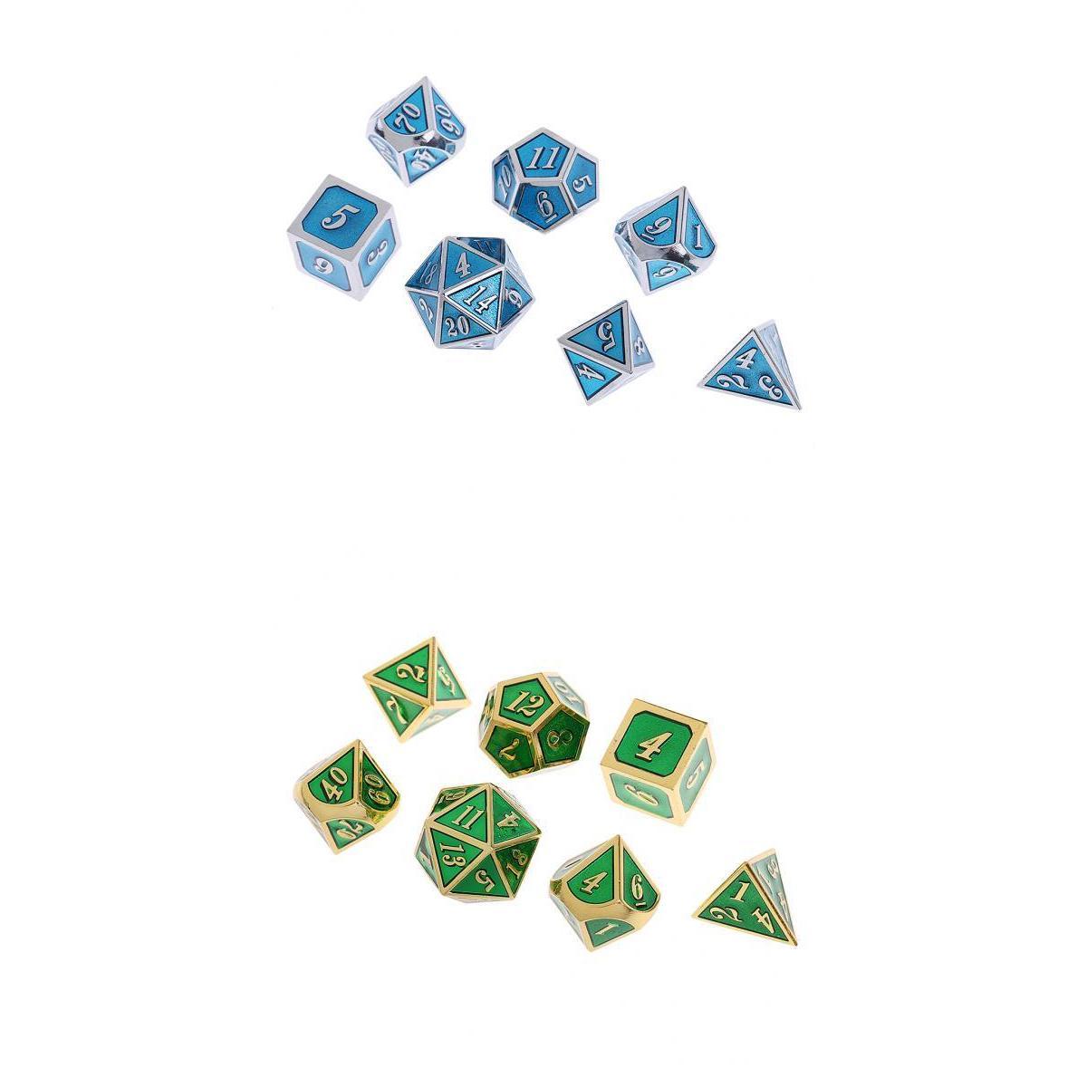 7-Die Zinc Alloy RPG Table Game Dice for Dungeons and Dragons, Pack of 2