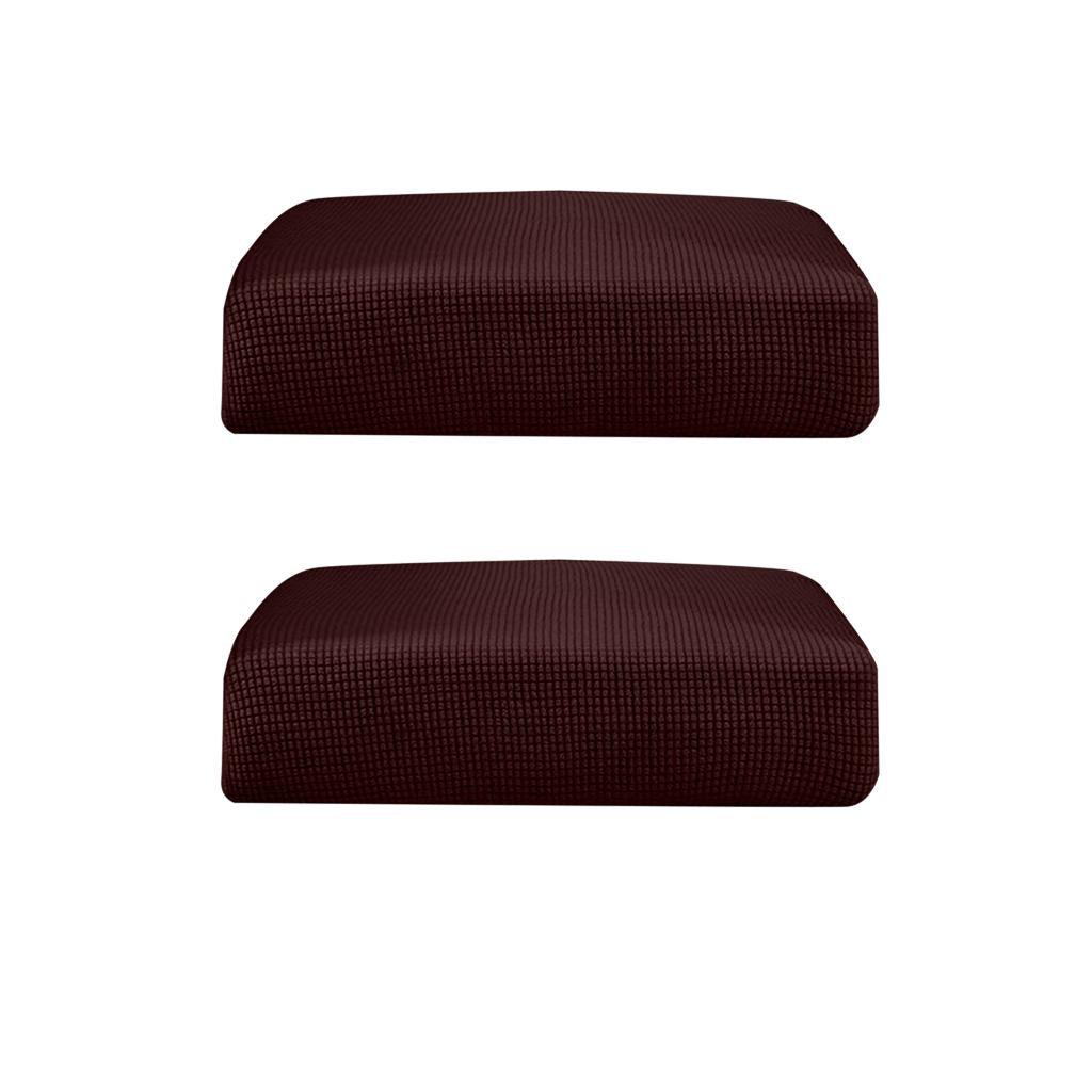 2Pcs Sofa Futon Seat Cushion Cover Couch Slipcover Protector Dark Brown _ S