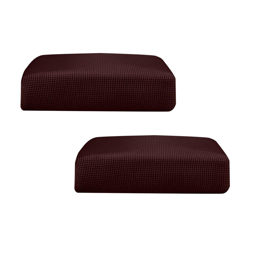2Pcs Sofa Futon Seat Cushion Cover Couch Slipcover Protector Dark Brown _ S