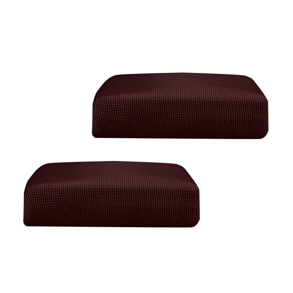 2Pcs Sofa Futon Seat Cushion Cover Couch Slipcover Protector Dark Brown _ S