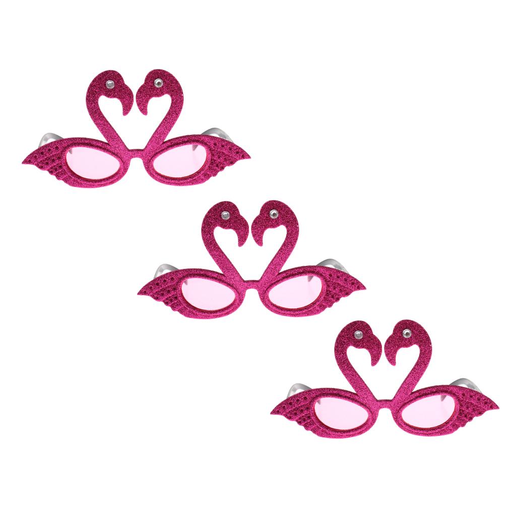 3ps Hawaiian Tropical Glitter Flamingo Sunglasses Party Glasses Fancy Dress
