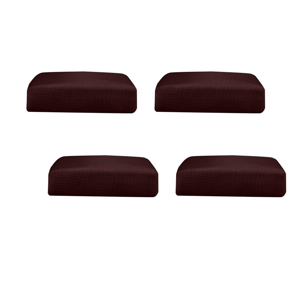 4Pcs Sofa Futon Seat Cushion Cover Couch Slipcover Protector Dark Brown _ S
