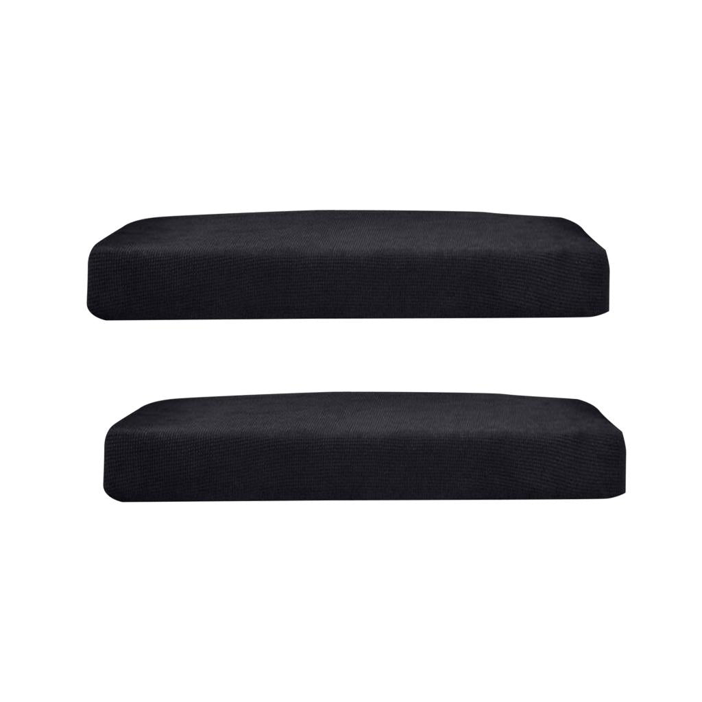 2Pcs Sofa Futon Seat Cushion Cover Couch Slipcover Protector Black_Size M
