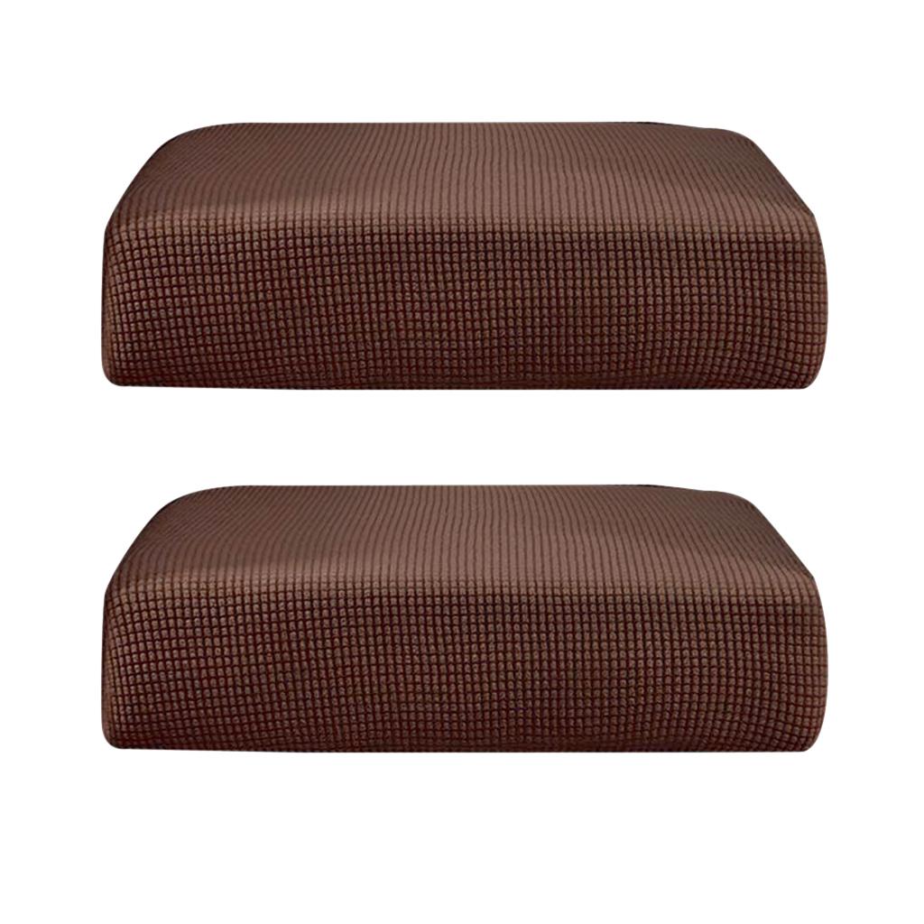 2Pcs Sofa Futon Seat Cushion Cover Couch Slipcover Protector Light Brown_S