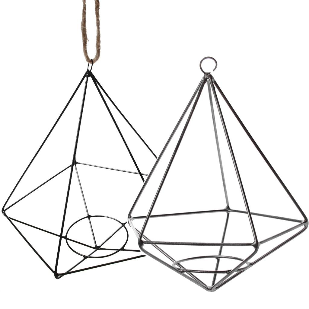 2 Pieces Rustic Freestanding Hanging Metal Frame Pot Air Plants Rack Holder