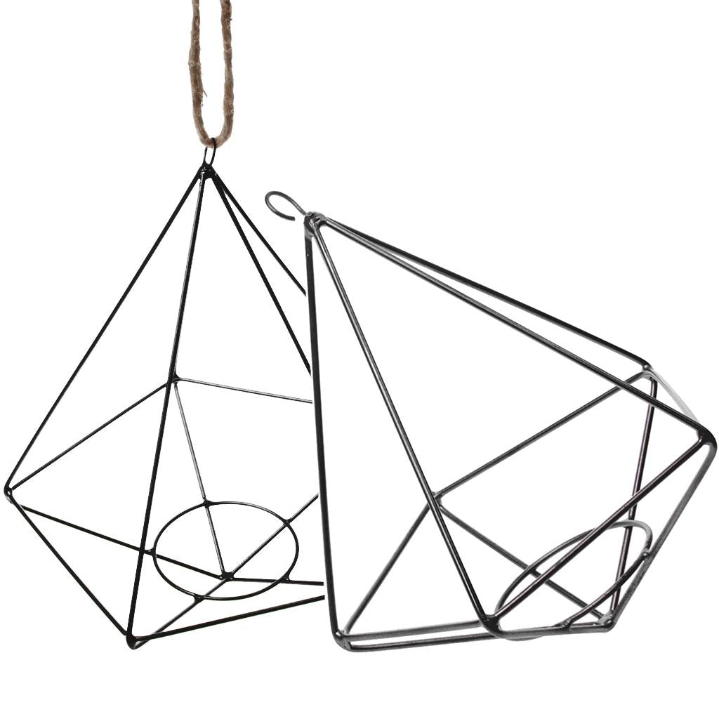 2 Pieces Rustic Freestanding Hanging Metal Frame Pot Air Plants Rack Holder