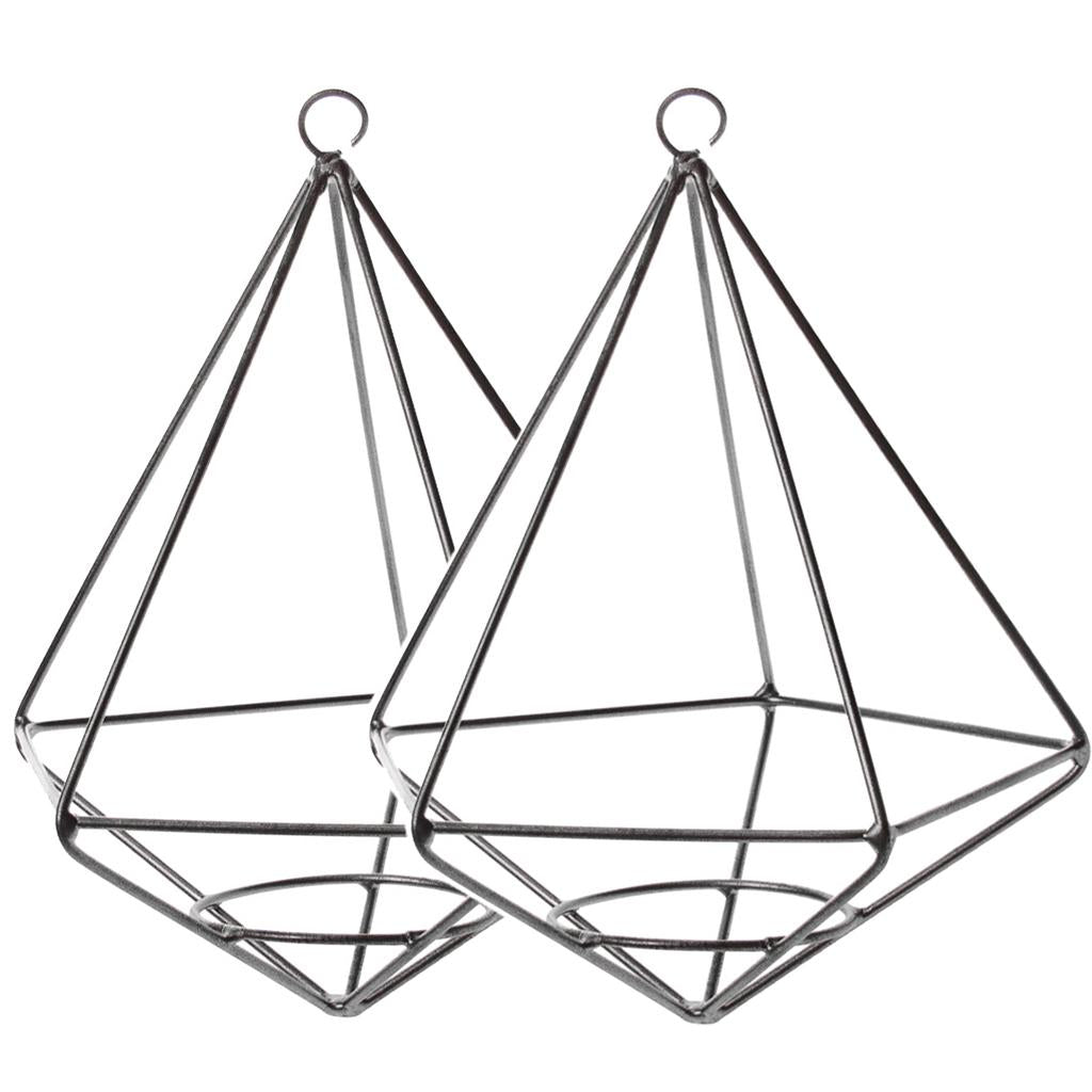 2 Pieces Rustic Freestanding Hanging Metal Frame Pot Air Plants Rack Holder