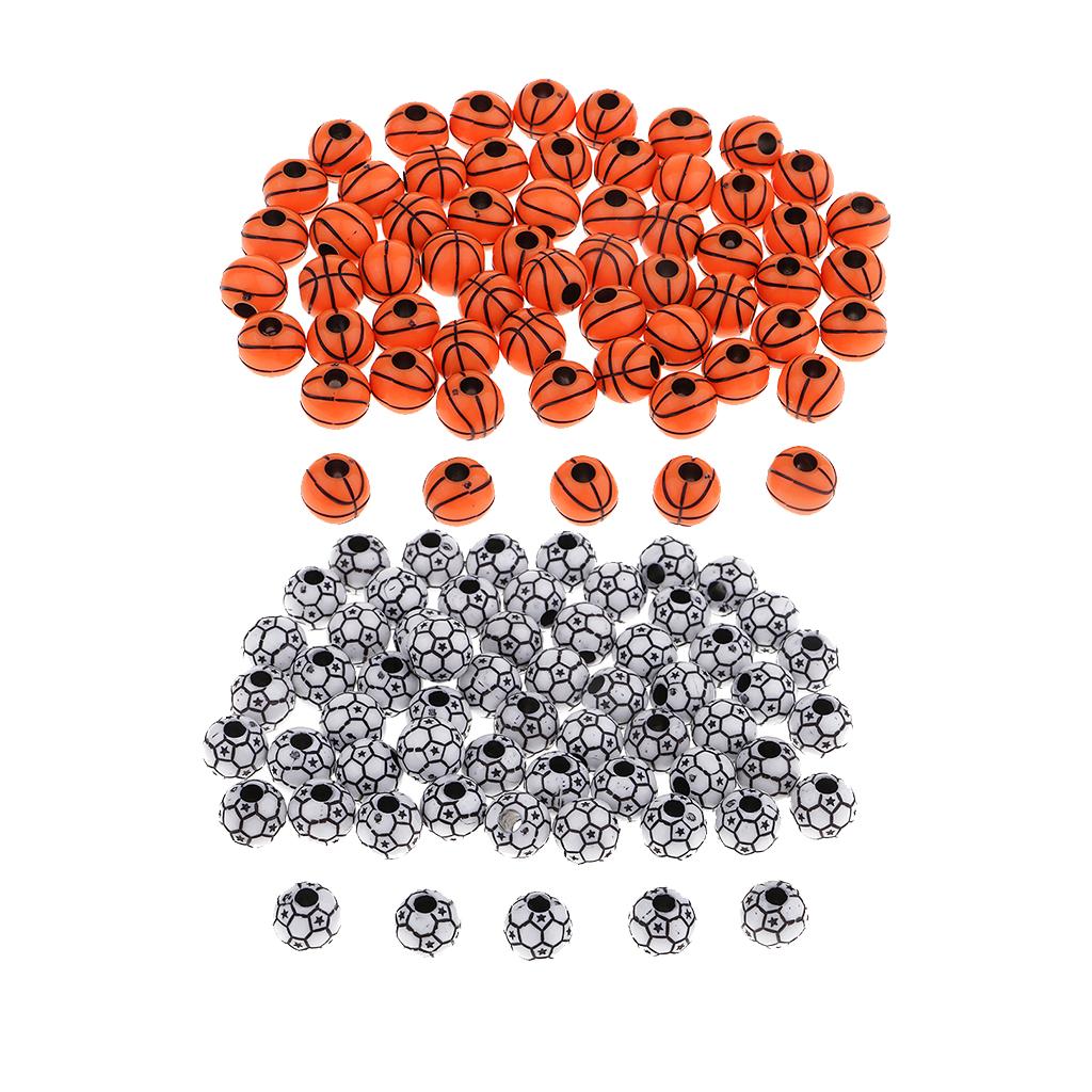 120pcs Soccer Ball and Basketball Beads Resin Beads for DIY Jewelry Making