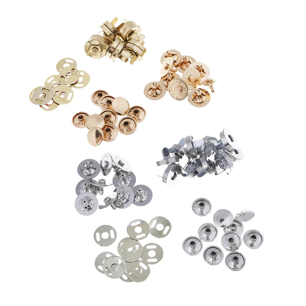 20 Set Metal Magnetic Fasteners Button for Handbag Purse Jewelry Gold Silver
