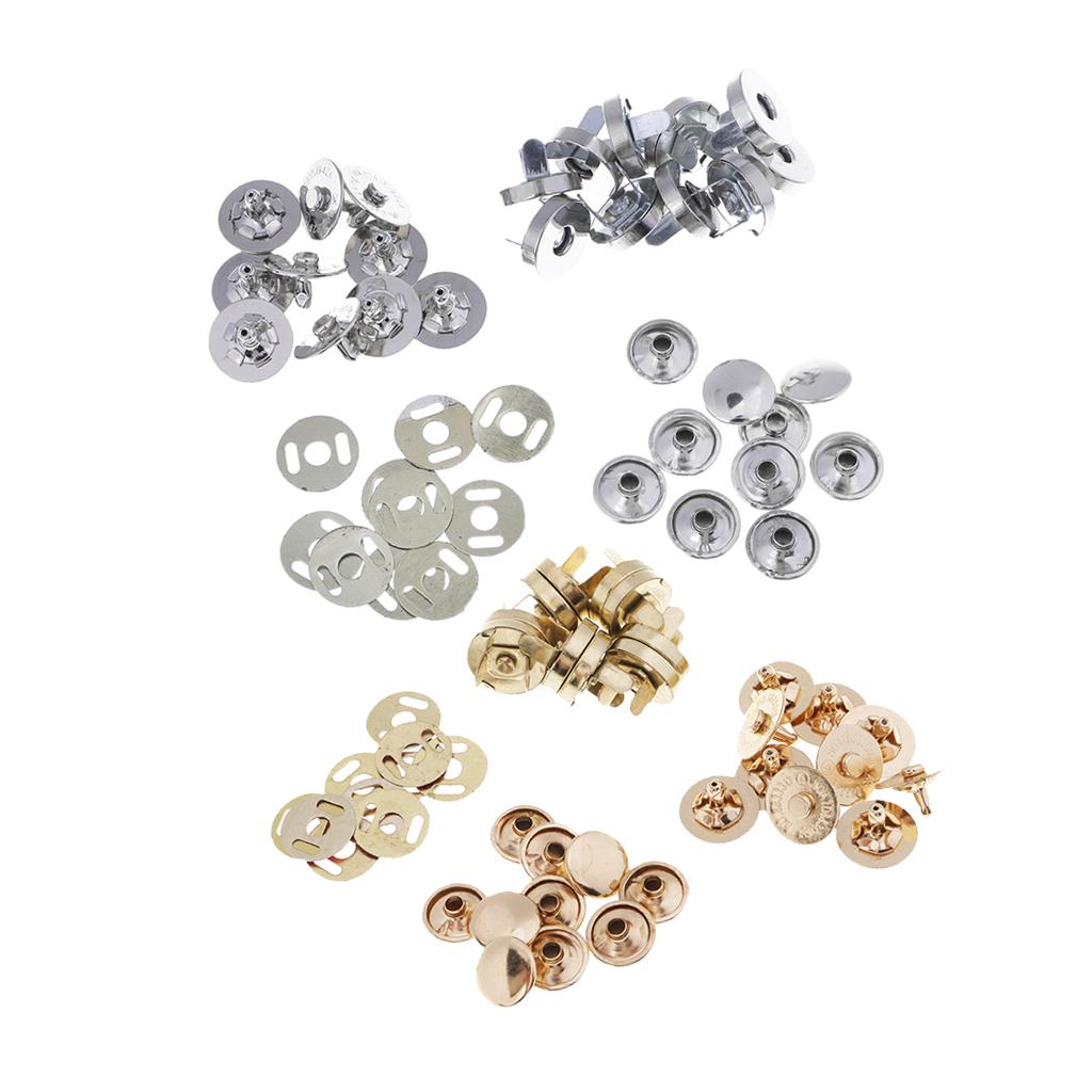 20 Set Metal Magnetic Fasteners Button for Handbag Purse Jewelry Gold Silver