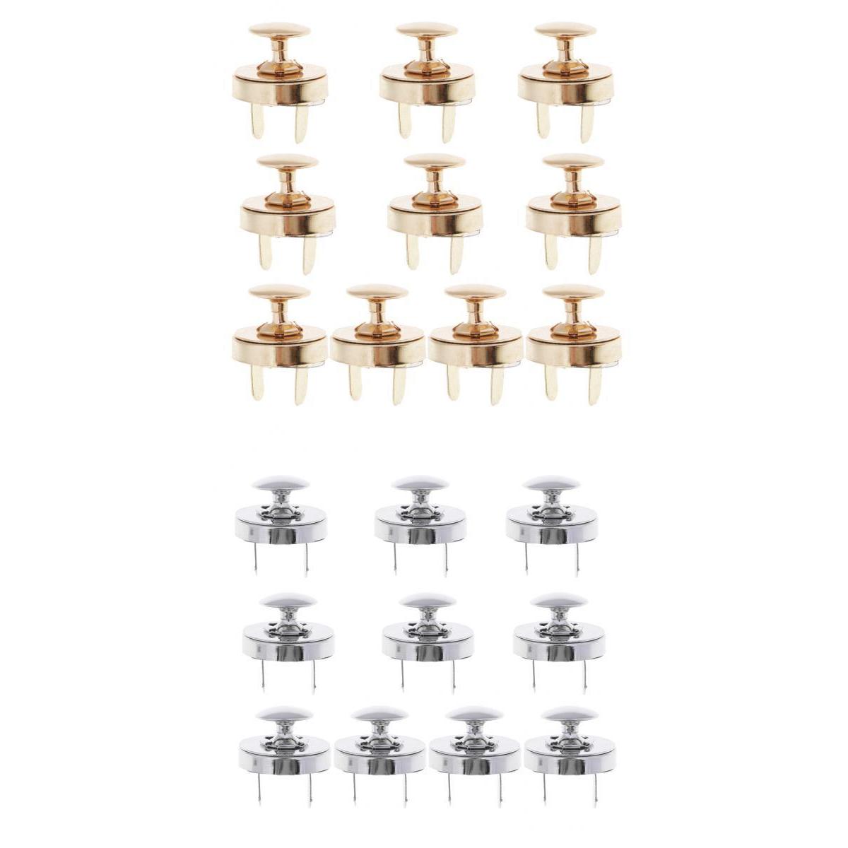 20 Set 18mm Metal Magnetic Fasteners Button for Handbag Purse Gold Silver