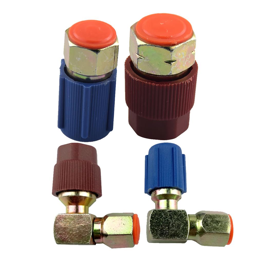 4 Pieces Car R12 to R134 A/C High & Low Side Coupler Connectors Adapter