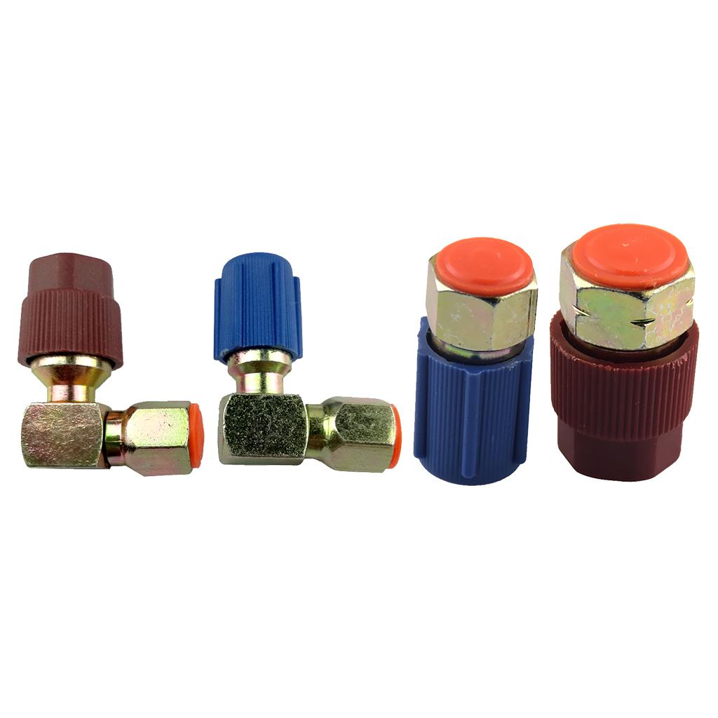 4 Pieces Car R12 to R134 A/C High & Low Side Coupler Connectors Adapter