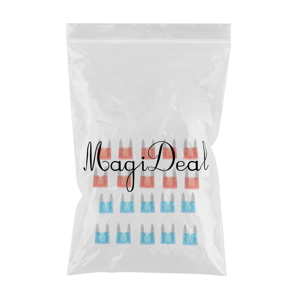 20 Pieces Car Truck Motorcycle Circuit 10A 15A Mini Blade Fuse Assortment
