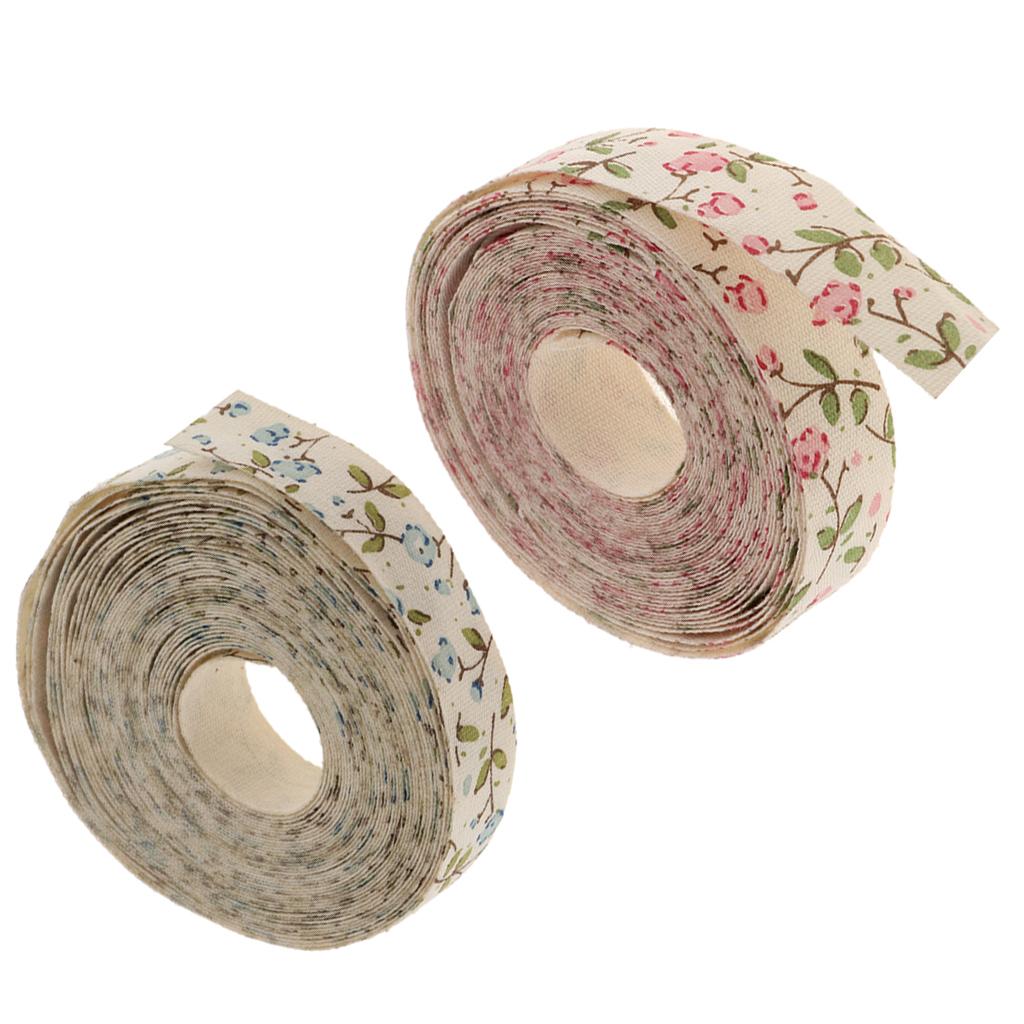 5 Yards Flower Fabric Ribbon Gift Package Craft Wedding Decor Blue & Pink