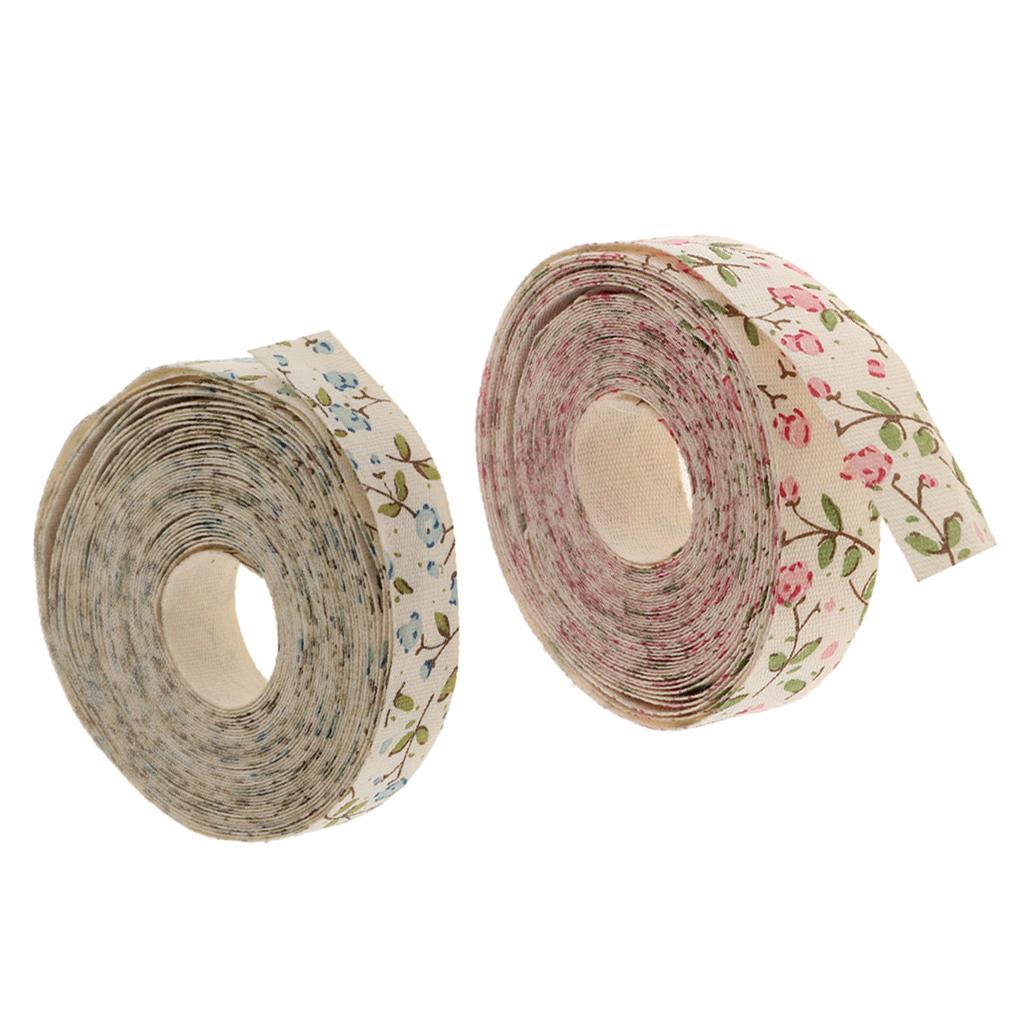 5 Yards Flower Fabric Ribbon Gift Package Craft Wedding Decor Blue & Pink
