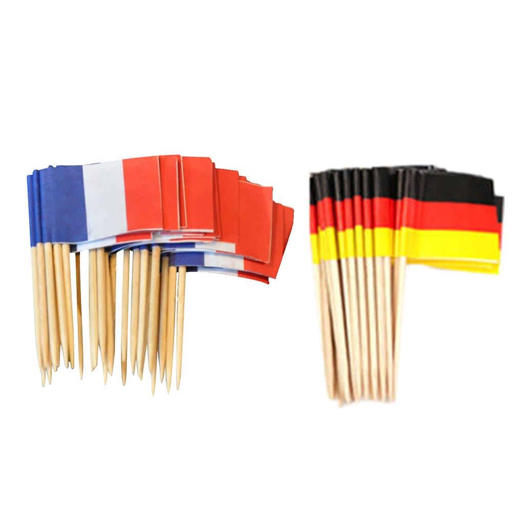 100pcs France Germany Flag Picks Paper Toothpick Food Cupcake Cocktail Decor