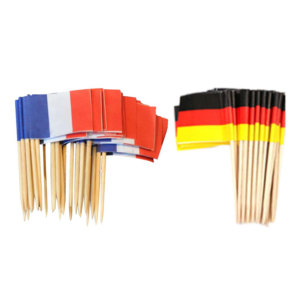 100pcs France Germany Flag Picks Paper Toothpick Food Cupcake Cocktail Decor