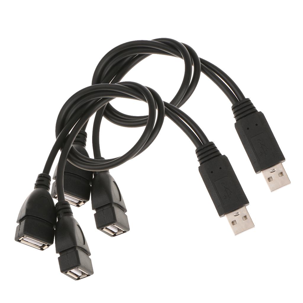 2x USB 2.0 Male To Dual USB Female Jack Y Splitter Hub Power Adapter Cable