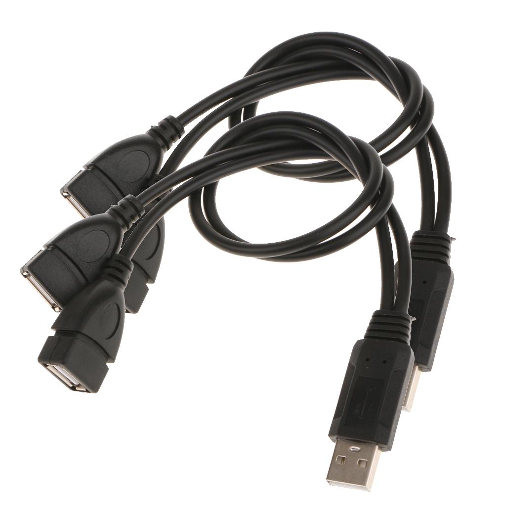 2x USB 2.0 Male To Dual USB Female Jack Y Splitter Hub Power Adapter Cable