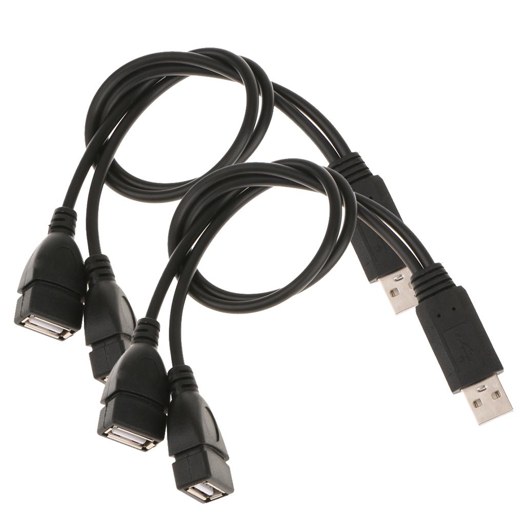 2x USB 2.0 Male To Dual USB Female Jack Y Splitter Hub Power Adapter Cable