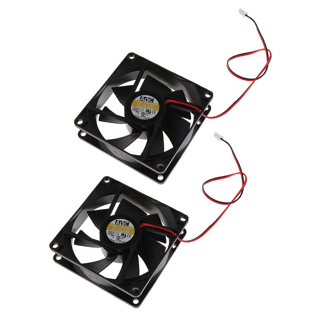 2Pack 80mm Case Fan 12V DC PC CPU Computer Cooling Fan 2Wire 2Pin 8025