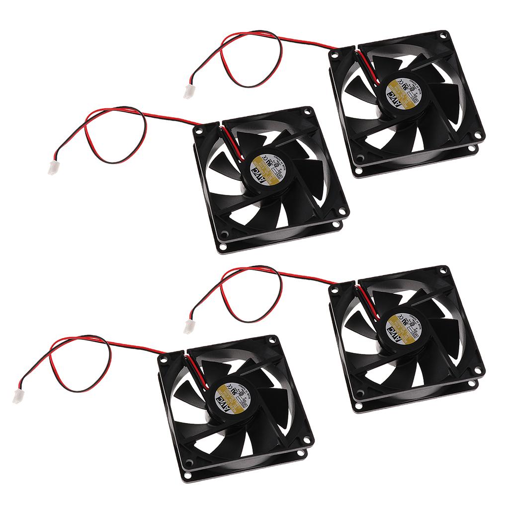 4Pack 80mm Case Fan 12V DC PC CPU Computer Cooling Fan 2Wire 2Pin 8025
