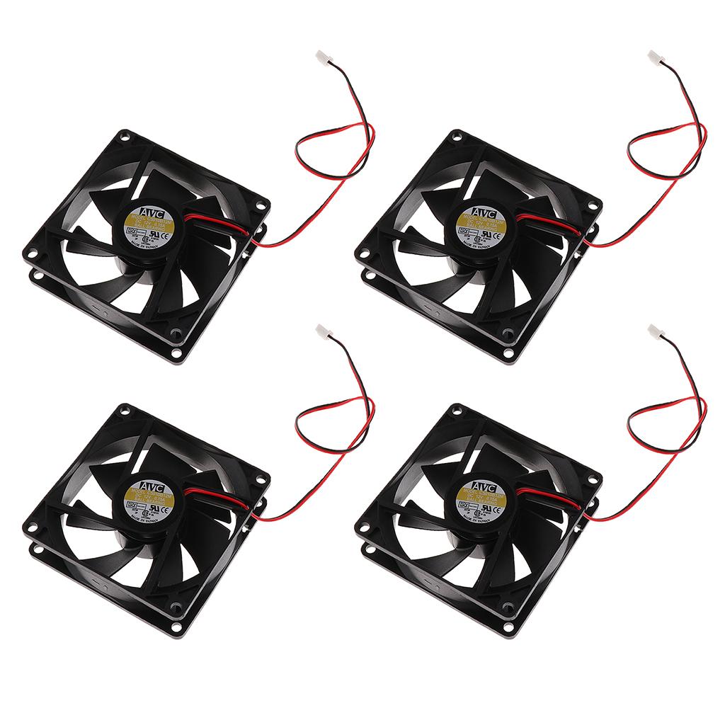 4Pack 80mm Case Fan 12V DC PC CPU Computer Cooling Fan 2Wire 2Pin 8025