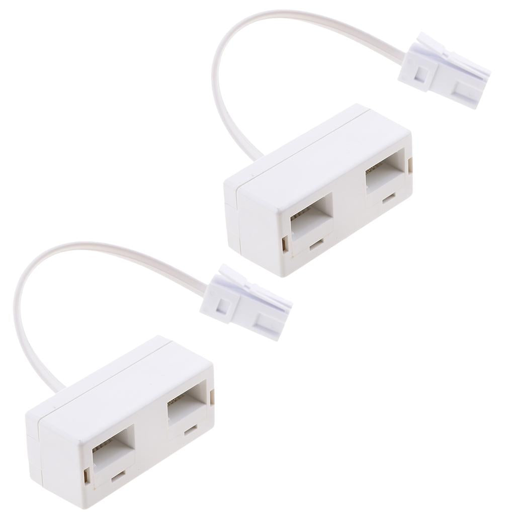 2x RJ11 UK Male to UK Female Adapter Double Socket Telephone Splitter