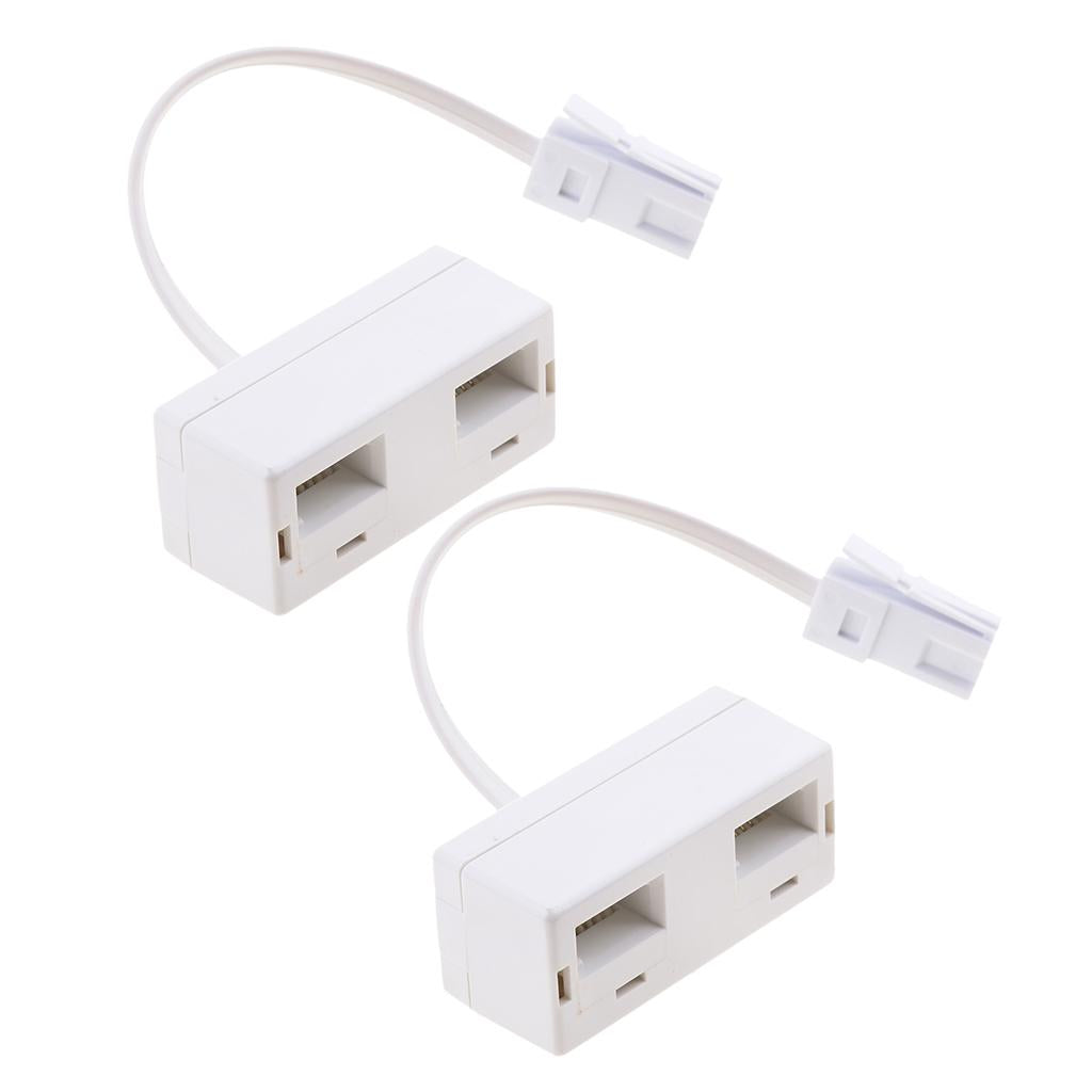 2x RJ11 UK Male to UK Female Adapter Double Socket Telephone Splitter
