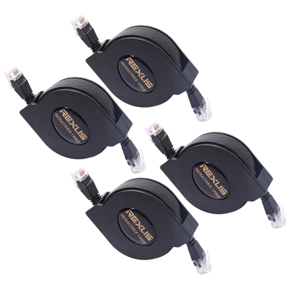 4x Ultra Flat CAT6 Patch Ethernet LAN Lead Network Retractable Cable 2m