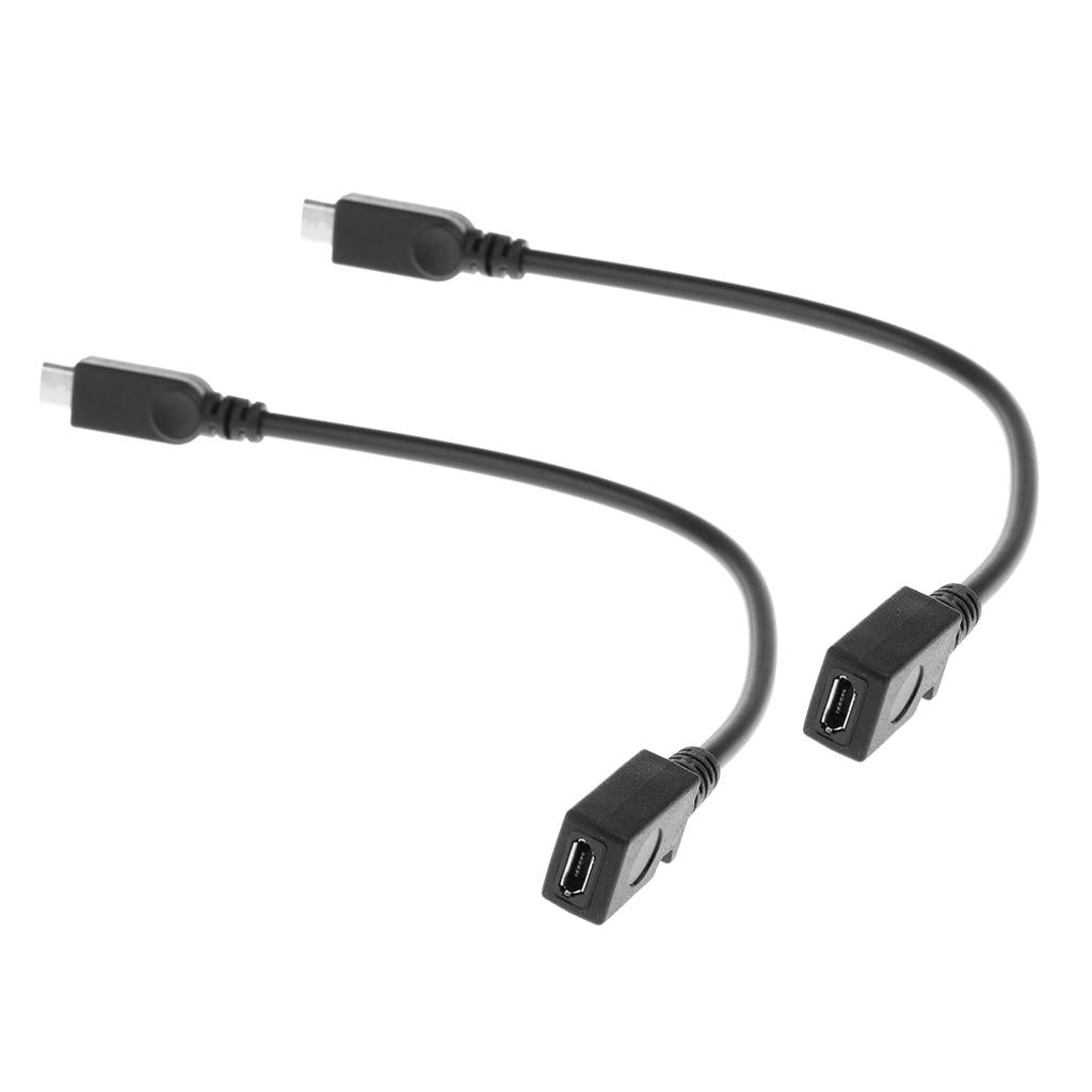 2x Micro USB Male to Micro USB Female Extension Extender Data Charging Cable