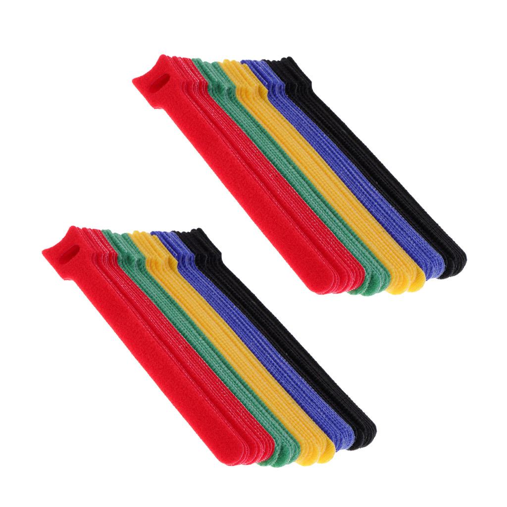 100pcs Self Adhesive Hook Loop Cable Ties Fastener Strap Cord Organizer 15cm