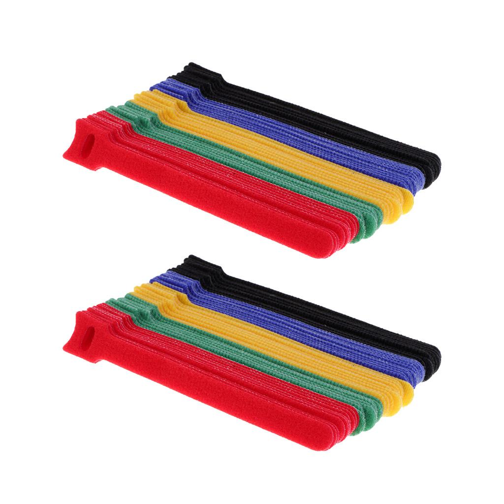 100pcs Self Adhesive Hook Loop Cable Ties Fastener Strap Cord Organizer 15cm