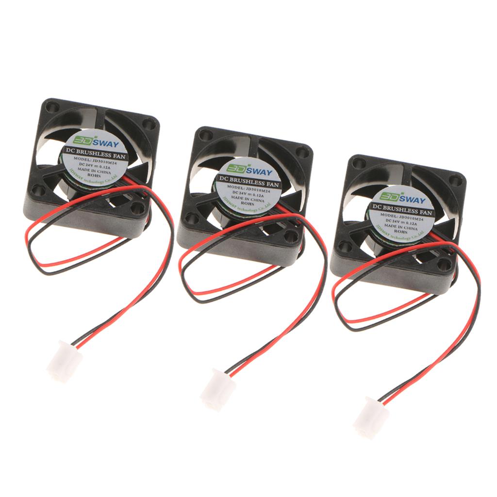 3Pcs 3D Printer 30x30x10mm 24V DC Cooling Fan Wired Hydraulic Fans Cooler