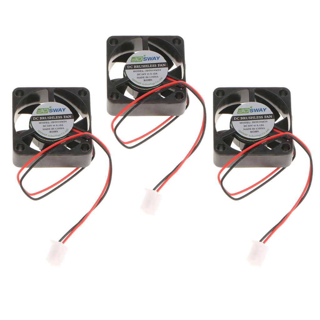 3Pcs 3D Printer 30x30x10mm 24V DC Cooling Fan Wired Hydraulic Fans Cooler
