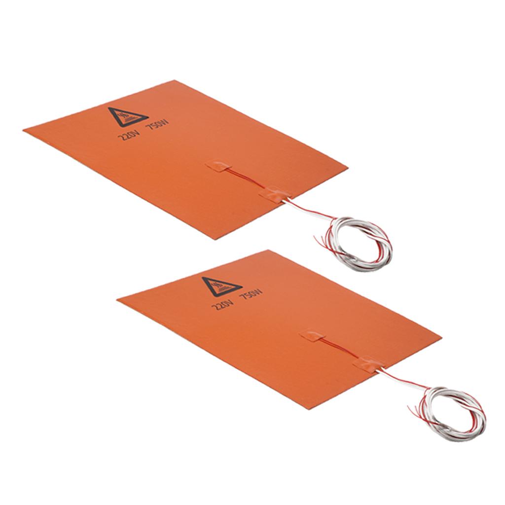2Pcs 220V 300*300mm 750W Rubber Heating Pad For 3D Printer Heated Bed
