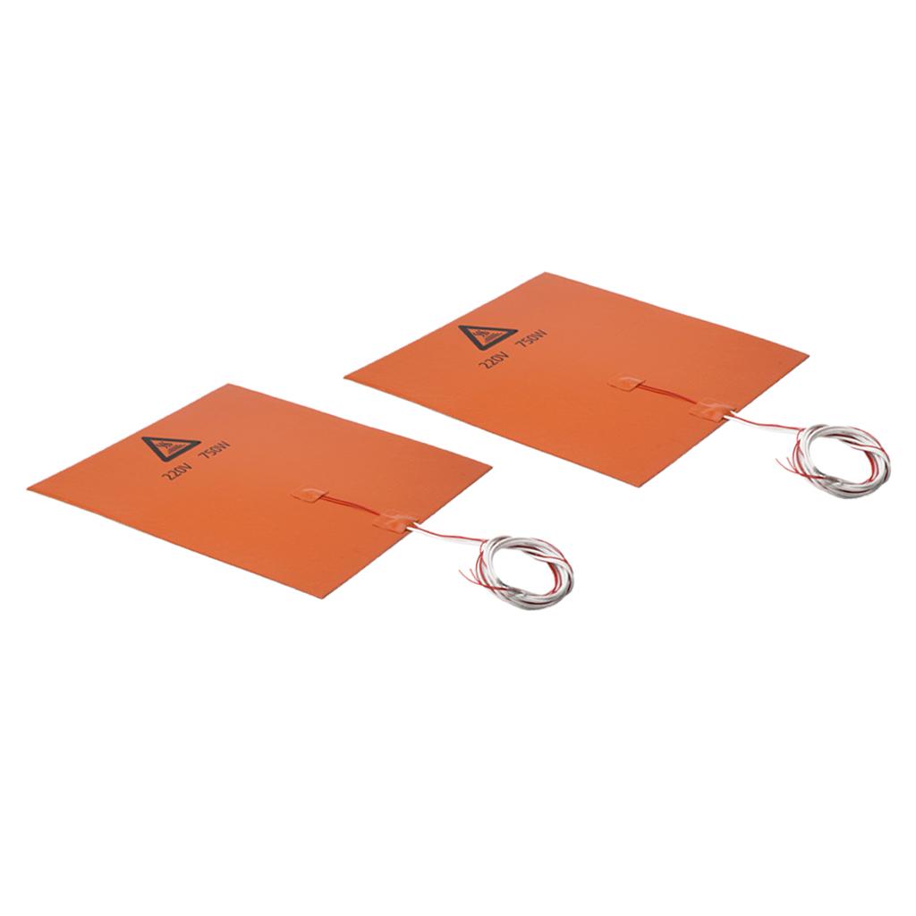 2Pcs 220V 300*300mm 750W Rubber Heating Pad For 3D Printer Heated Bed
