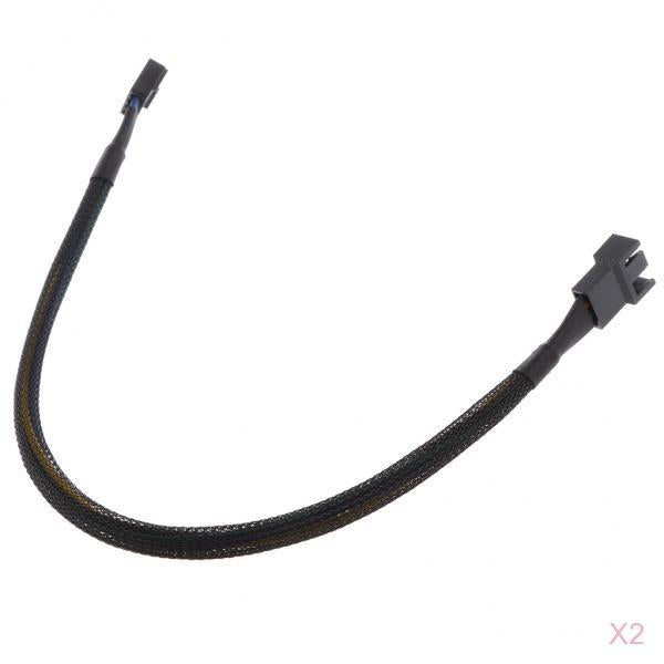 2Pcs 30cm 4Pin PWM Fan Cable Extension Male to Female Black Sleeved Braided
