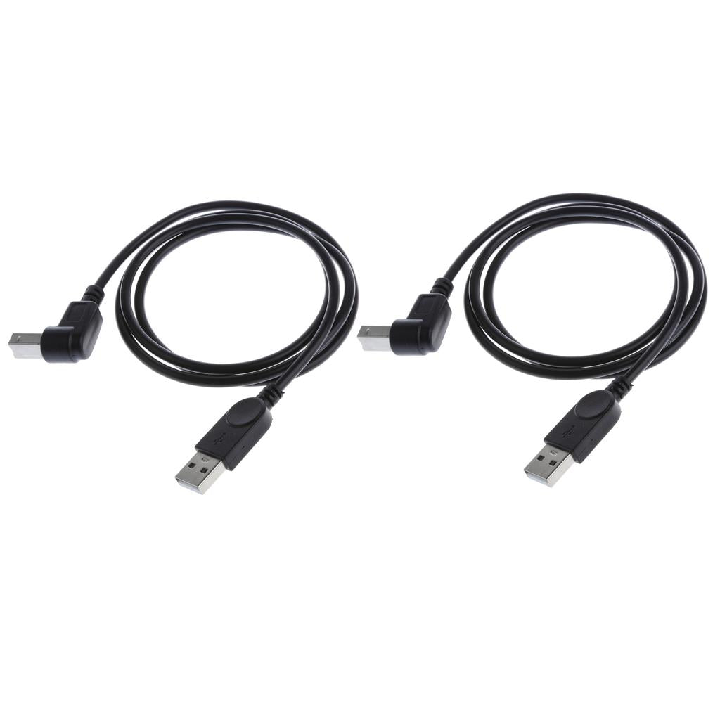 2x USB2.0 Male to Type B 90Degree Angle Extension Adapter Cable Bend upwards