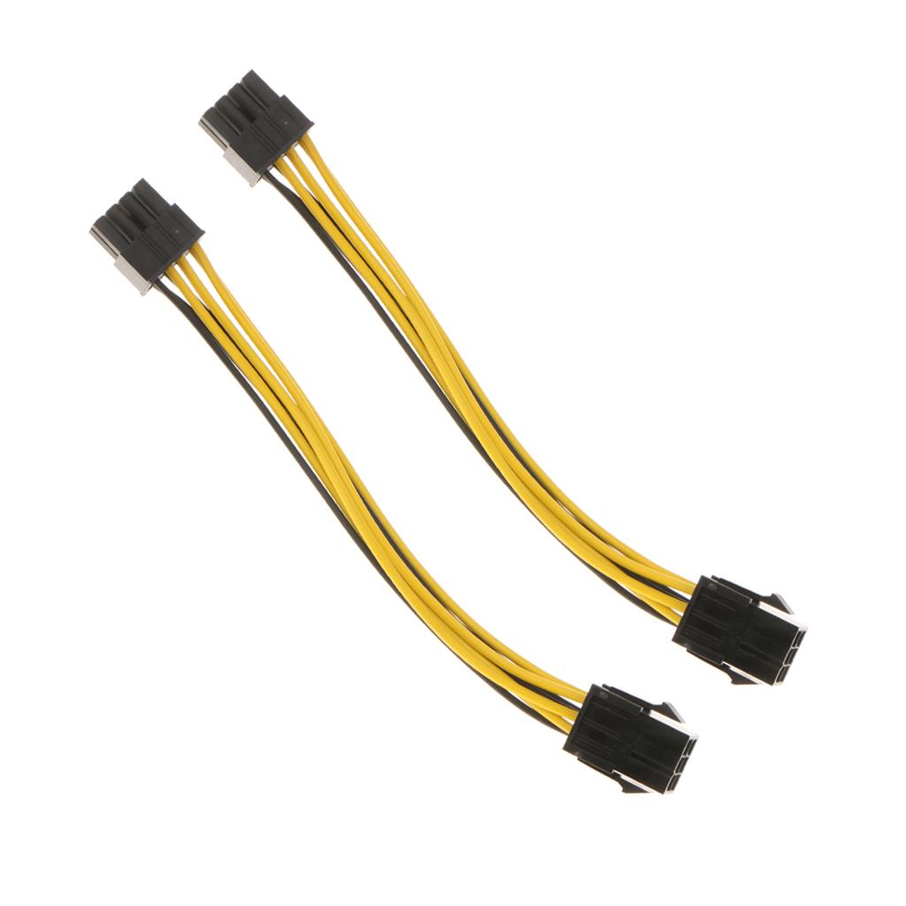 2Pcs 6pin to 8 pin PCIe Express Power Converter Cable for Graphics Card