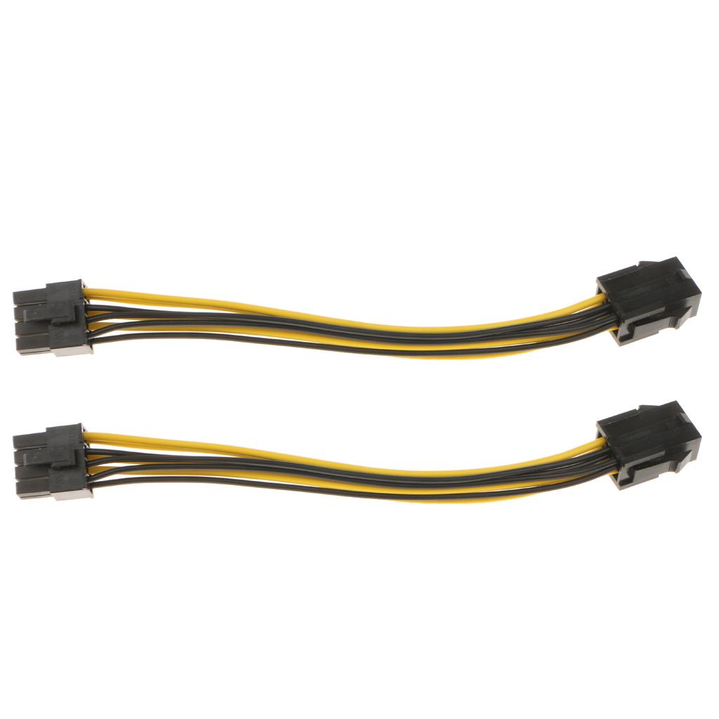 2Pcs 6pin to 8 pin PCIe Express Power Converter Cable for Graphics Card
